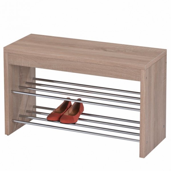 Lavica s botníkom, dub sonoma/chróm, LUSIA