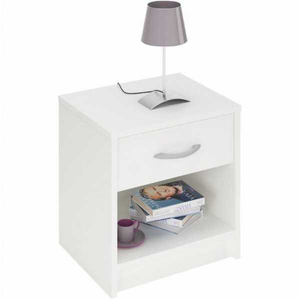 Nočný stolík, biela, BISI 305895