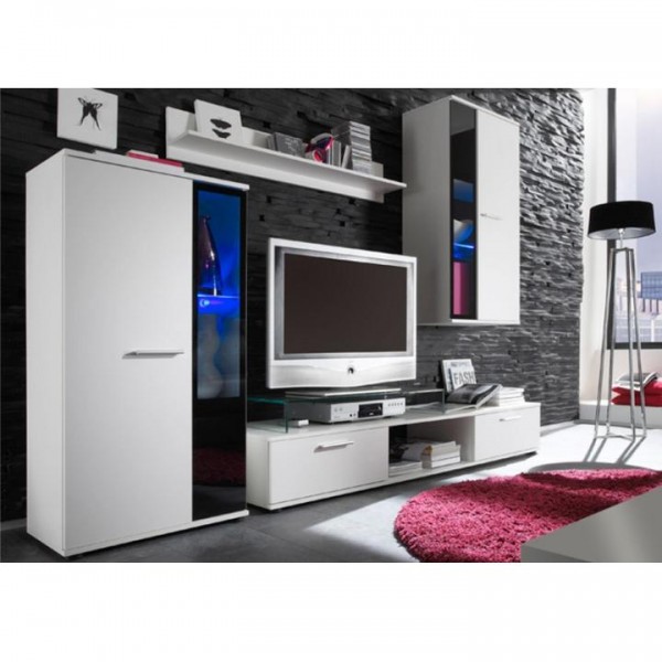 Obývacia stena, biela, DTD laminovaná, SALESA