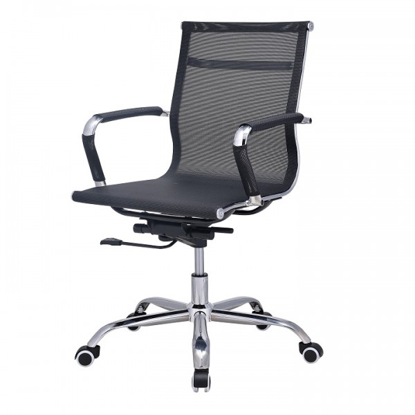 Kancelárske kreslo, sieťovina čierna/chróm, MELIS NEW