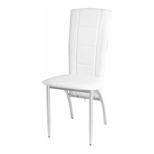 Stolička, ekokoža biela/chróm, FINA