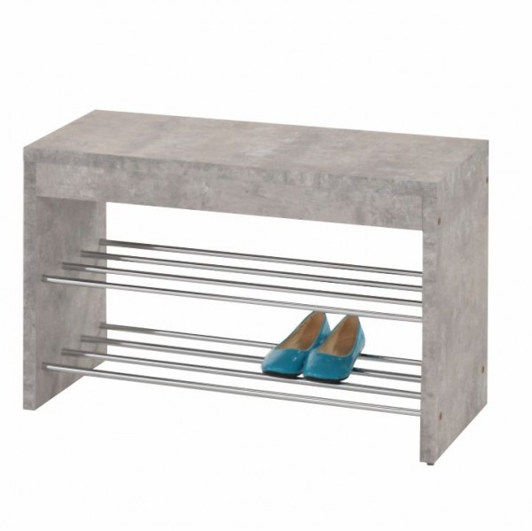 Lavica s botníkom, betón/chróm, LUSIA