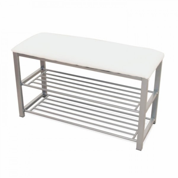 Lavica s botníkom, béžová/sivá, LANGELLA