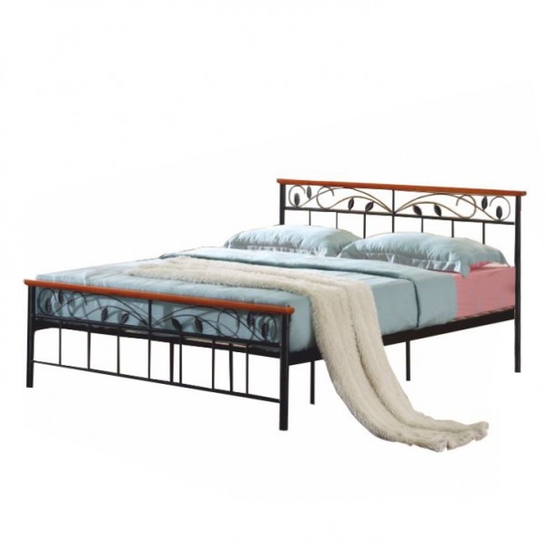 Posteľ s lamelovým roštom, drevo čerešňa /  kov, 160x200, MORENA