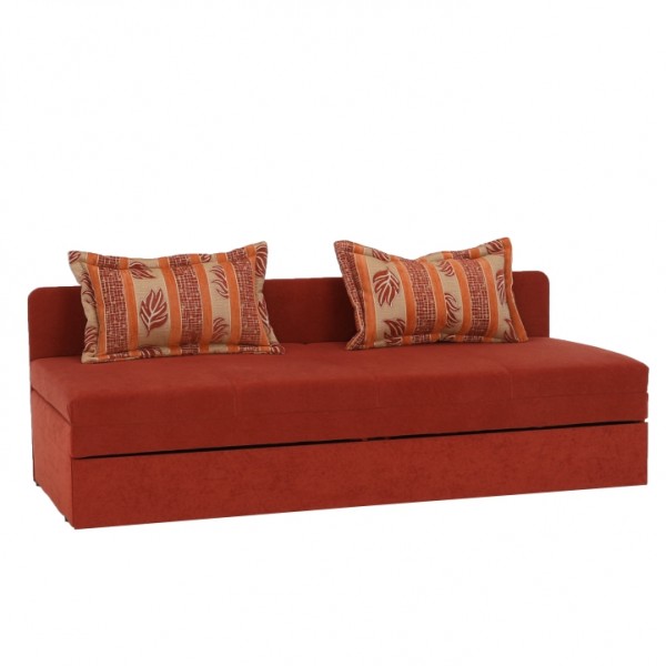 Pohovka, rozkladacia s úložným priestorom, látka tehlovo hnedá, SARA