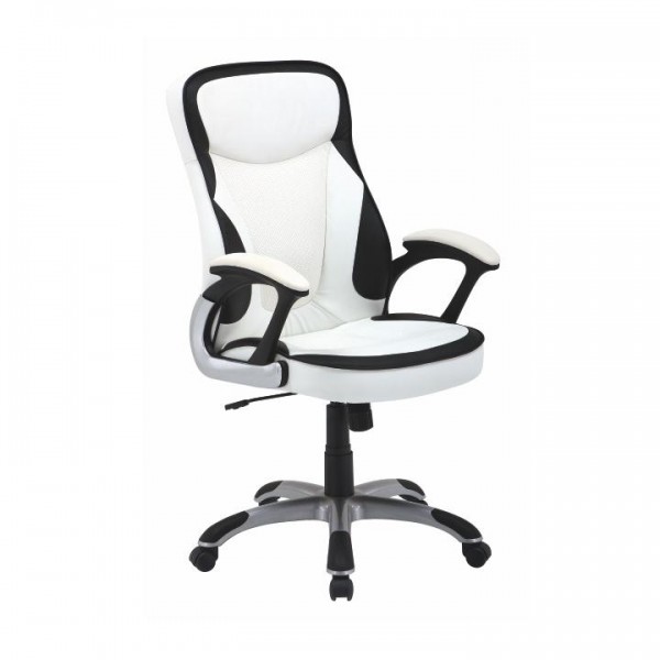Kancelárske kreslo, ekokoža biela/čierna, AFRA