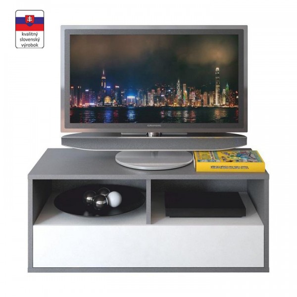 RTV stolík, sivá grafit/biela, MARSIE M13