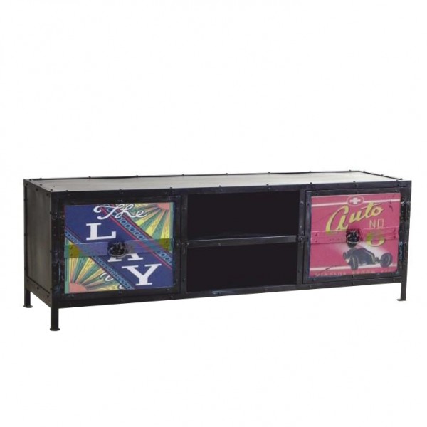 TV stolík/skrinka, čierna/farebný mix, IMAGE