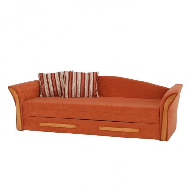 Pohovka, oranžová/pruhovaný vzor/jelša, PATRYK