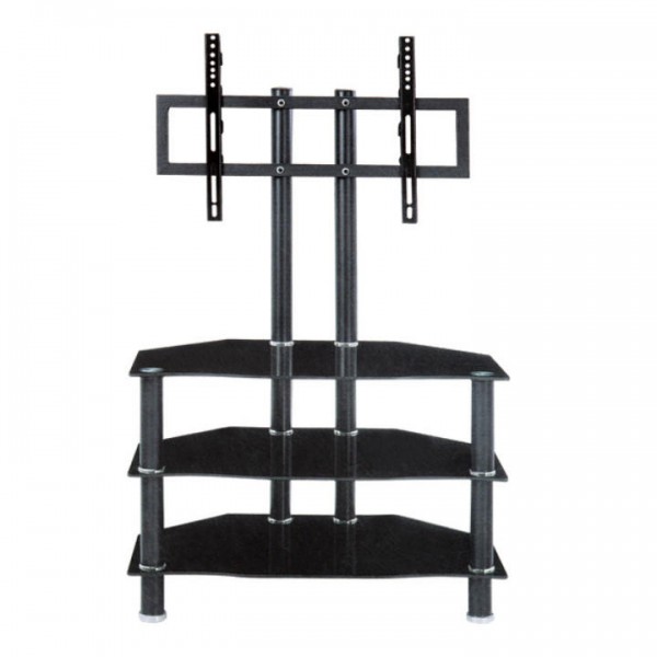 TV stolík, kov/sklo, čierna, ROSS