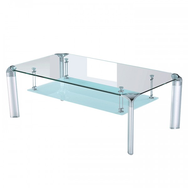 Konferenčný stolík, sklo/strieborný, RICKY