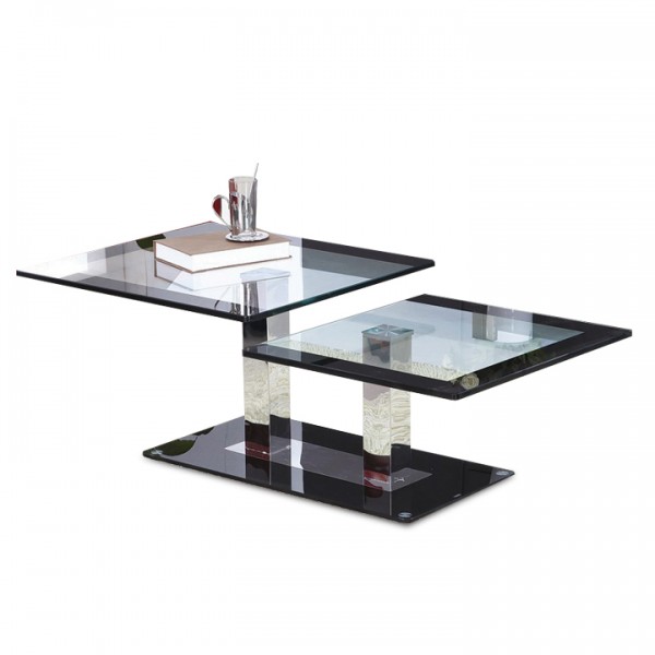 Konferenčný stolík, čierna/sklo, GABRIEL