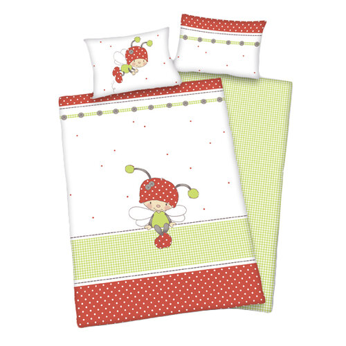 Herding Detské bavlnené obliečky do postieľky Lara Ladybug, 135 x 100 cm, 40 x 60 cm