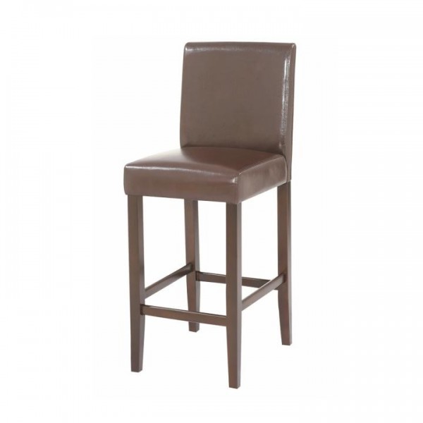 Barová stolička, tmavohnedá ekokoža/tmavý orech, MONA 2 NEW