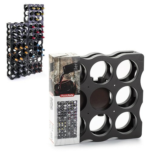 Stojan na fľaše; 36x34,5x17 cm; plast; tmavohnedá