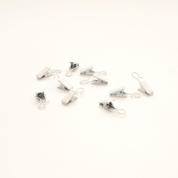 Gardinia Háčiky so žabičkou kovové, 10 ks, biele