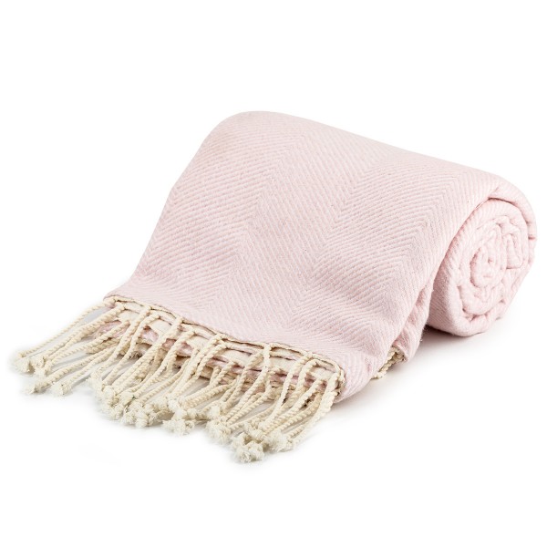 Altom Bavlnený pléd so strapcami ružová, 130 x 170 cm