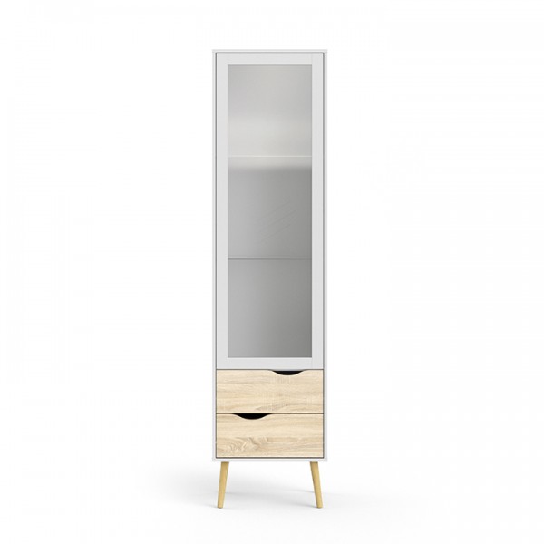 Vitrína, dub sonoma/biela, OSLO 75461