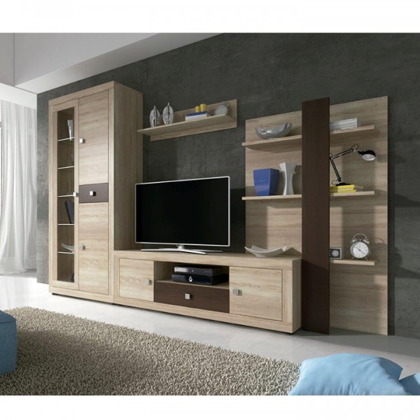 Obývacia stena, dub sonoma/lava hnedá super mat, BURGAS