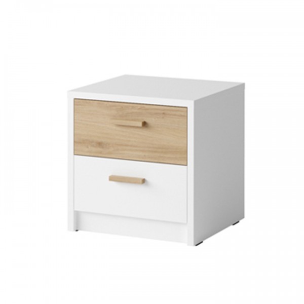 Nočný stolík (2 ks), biela/dub divoký, SIMPLA