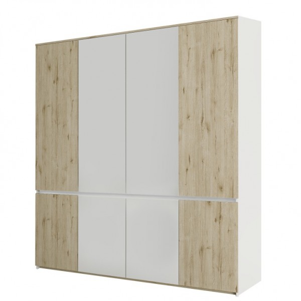 Vešiaková skriňa, dub wellington/biela, LEIRA 8D