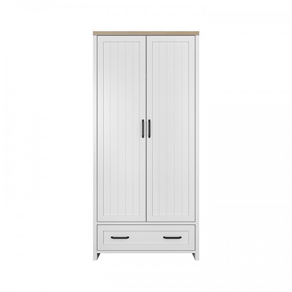 Vešiaková skriňa, biela/dub kamenný, VERLA 2D1S