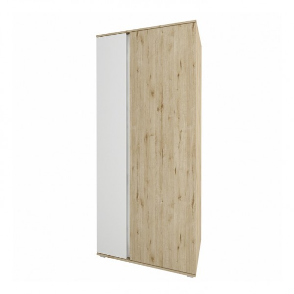 Vešiaková skriňa, dub wellington/biela, LEIRA 2D