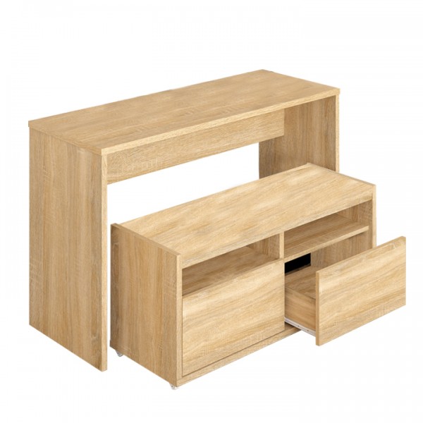 Toaletný stolík, toaletka s lavicou, dub sonoma, DELIMA