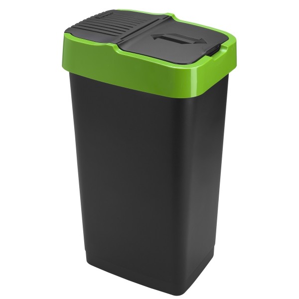 Heidrun Odpadkový kôš 60 l, čierny so zeleným pruhom , 60 l