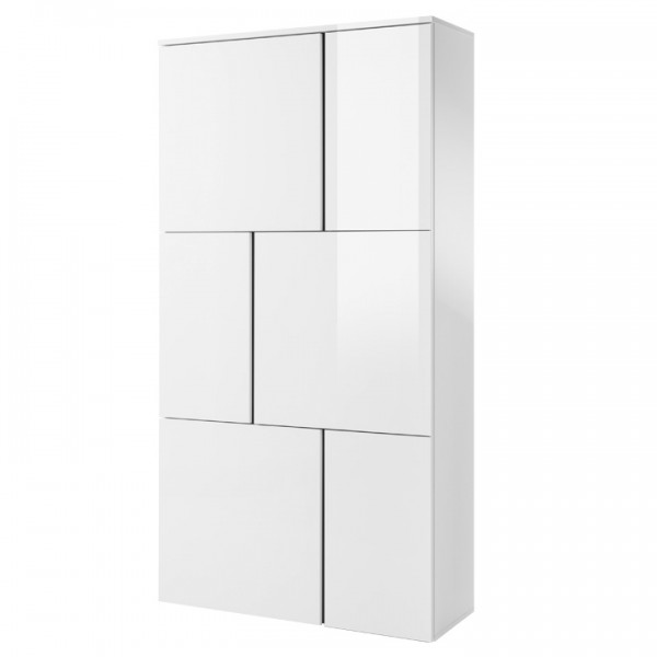 Komoda 5, biela/biely lesk/sivá, RADAL 6D