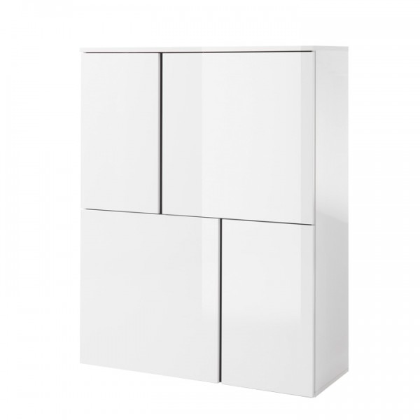 Komoda 4, biela/biely lesk/sivá, RADAL 4D