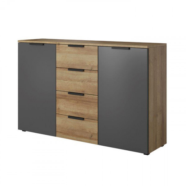 Komoda, dub riviera zlaty/grafit, MANNO 4S2D